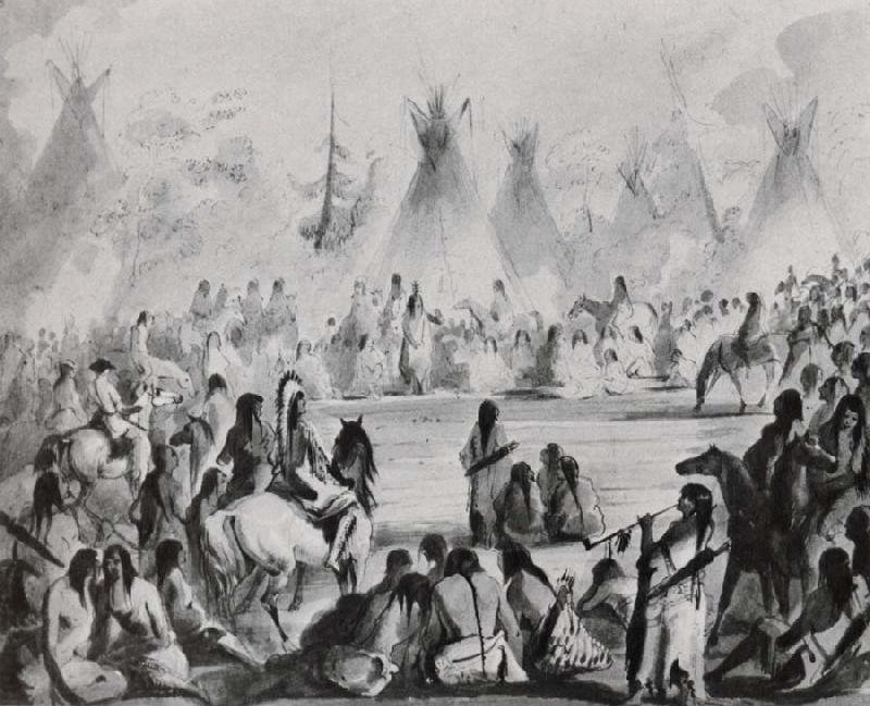 Miller, Alfred Jacob Indians Assembled in Grand Council to Hold a Talk Germany oil painting art